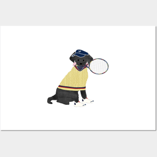 Black Lab Preppy Tennis Dog Posters and Art